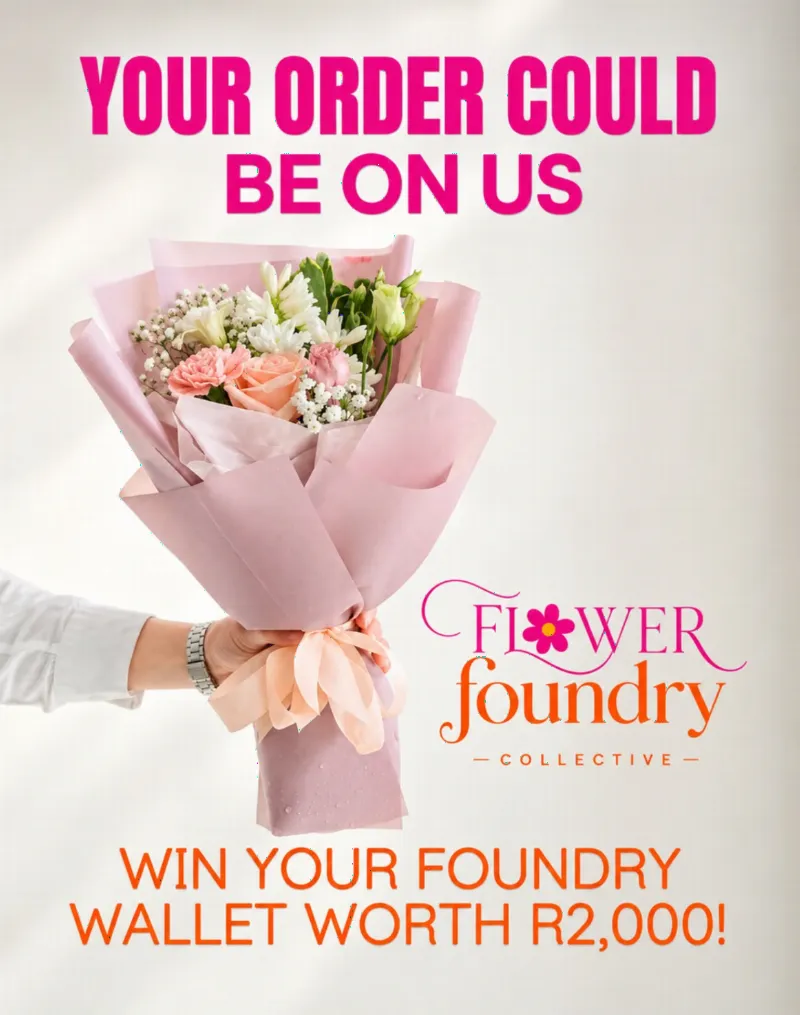 🌸 YOUR ORDER COULD BE ON US! 🌸We’re giving lucky Flower Foundry customers the chance to WIN an e-wallet worth R2,000! 💐💸Here’s how to enter:🌷 Create and verify your Flower Foundry account🛍️ Place and pay for a qualifying order during the competition period❤️ Like & share the official competition post from a public profile🎉 You’re in the draw!📍 Participating areas: Bloemfontein • Cape Town • Durban • East London • George • Howick • Johannesburg (JHB) • Port Elizabeth (Gqeberha) • Pretoria (PTA) • Upington • Welkom BUT HURRY! ⏰Only the first 1,000 valid entries will qualify.✨ THE PRIZE:Lucky winners will receive an e-wallet valued at R2,000, with a winner selected per participating social media platform. 🎁💸📌 Important:* South African residents aged 18+ only* One qualifying entry per person* Your order must not be cancelled, refunded, reversed or successfully charged back* Winners will be randomly selected and verified before the prize is issued* The competition is not sponsored, endorsed or administered by Instagram, Facebook, TikTok or any other social media platform* Full competition rules and terms apply🌸 Ready to order? Your flowers might just pay you back! www.flowerfoundry.co.za