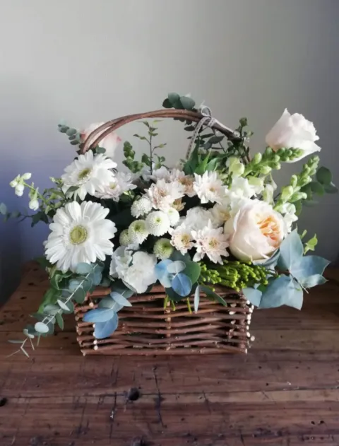 Cream and White in a Basket