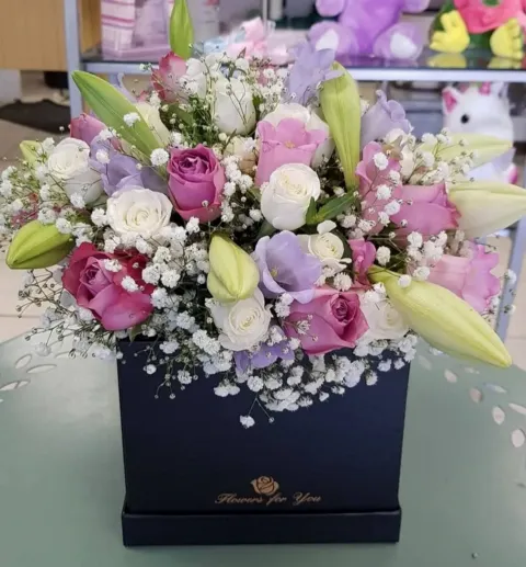 Flower box with drawer for chocolates
