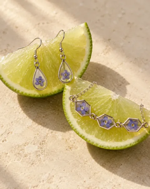 Matching Resin Earrings And Necklace