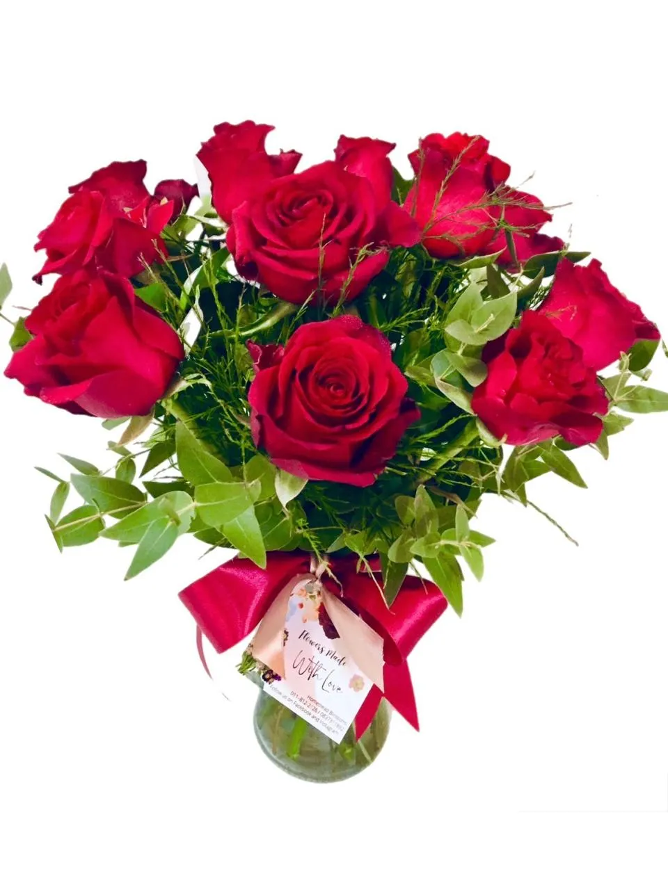 10 Red Roses in a Vase